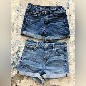 American Eagle Outfitters Dark and Light Blue Jean Shorts